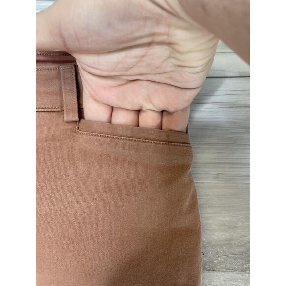 Express Pants Womens 8R Brown Straight Mid Rise Stretch Chino Dress Work Ankle - Picture 3 of 11